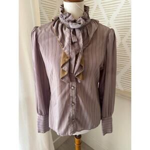 Vintage Jonathan Martin 70s 80s Pussybow Blouse Size 11/12 Small Medium